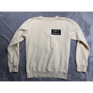 Addison Rae Hey Y'all Sweatshirt Womens Small Beige Cotton Graphic Fleece Lined